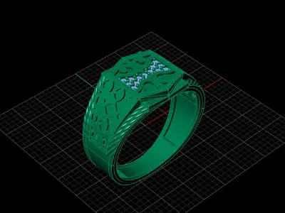 Print Ready STL 3DM  Gents Rings Diamond Men Ring  3D print model 79