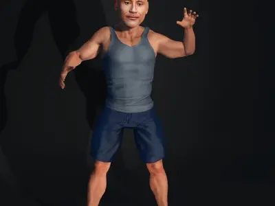 Dwayne Johnson The Rock 3D model Full Rigged and Animated Low-poly 3D model