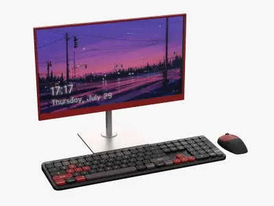 Wireles Computer Set Keyboard Mouse Monitor Gamer Version 3D model