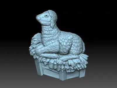 A sheep in the hay 3D print model