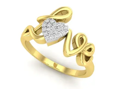 AV 651 Diamond Accent LOVE Heart Ring 3D print model
