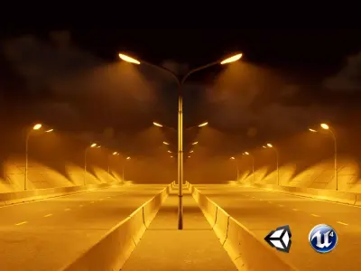 Urban Streetlight Low-poly 3D model