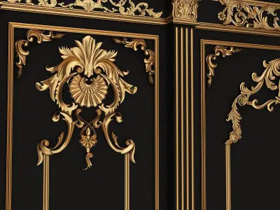 Boiserie Classic Panels and Decorative Crafts Wood 03 Low-poly 3D model