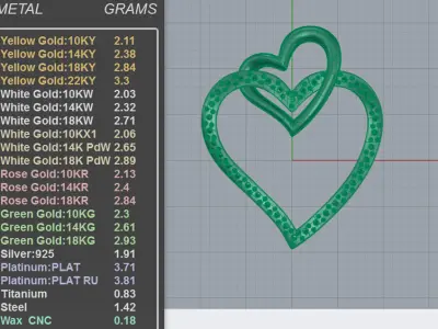 Stunning Connected Hearts Diamond Pendant 3D print model
