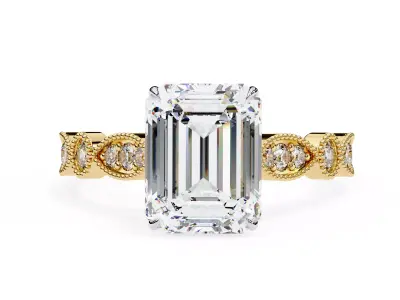 vintage filigree diamond ring for women 3D print model