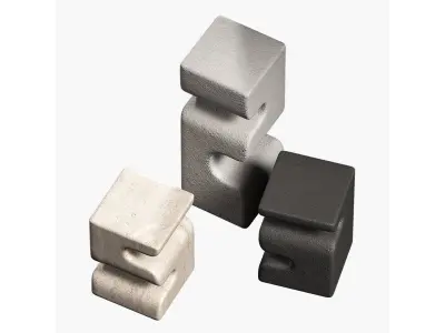 Modern Abstract Sculpture 3 stone color options 3D model