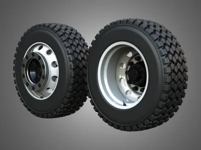 Twin Truck Wheels and Tires TWT2 3D print model