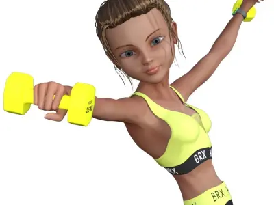 Fitness Sporty Girl Rigged 3D model