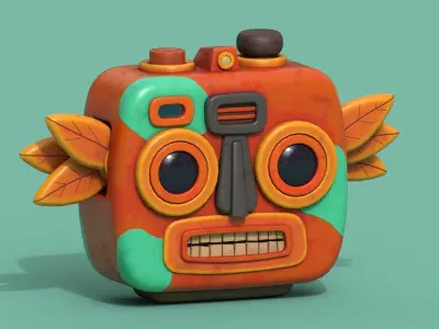 Stylized Cartoony Tiki Camera Low-poly 3D model