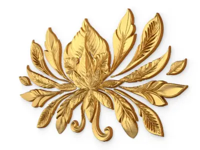 feather decor set wall mural 04 3D model