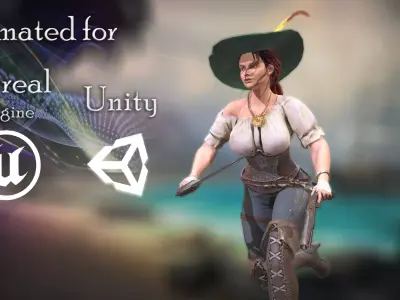 Pirate woman  Low-poly 3D model