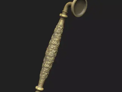 classic pull handle decor floral art laser texture royal 3D print model