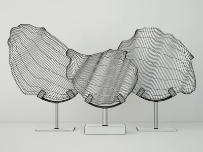 Petrified Wood Slices On Stand 2 3D model