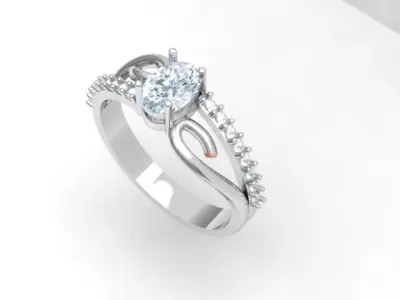 Birthstone Oval Ring 3D print model
