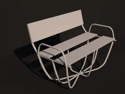 Curved Garden Bench  Free low-poly 3D model