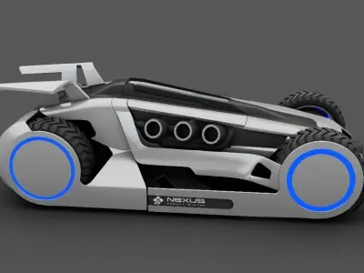 Futuristic race vehicle  rigged 3D model
