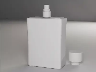 Perfume Bottle 3D Model Glass Bottle with Sprayer and Cap 3D model