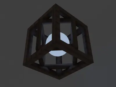 Wooden Geometric Structure with Light Sphere Low-poly 3D model