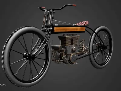 Futuristic Retro Snow Bike 3D model