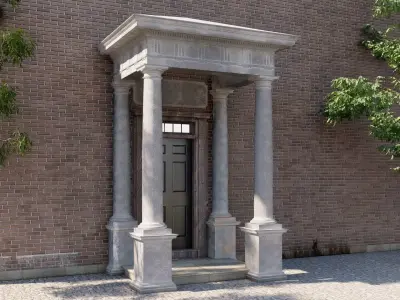 Portico Entrance Porch Door Surround with  Doric Column 3D model