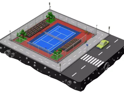 Tennis Court Low Poly 3d Model Low-poly 3D model