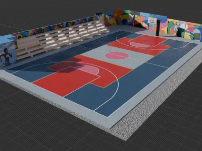 Colorful Basketball Court 3D model - Blender 3D model