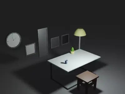 Simple poly interior decor Free low-poly 3D model
