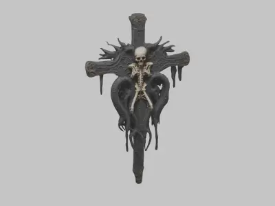 Gothic Skeleton Black Cross Low-poly 3D model