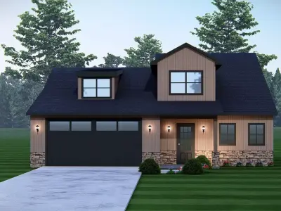 American Exterior House Design Classic Modern Country Home 3D model