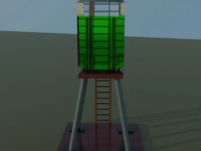 Three House and Water Tank Unity-Blender-Svg-Obj-Fbx Low-poly 3D model