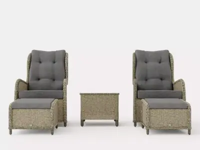 Marcus Cafe set With 2 Ear Patches With Footstool M Cushion Low-poly 3D model