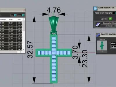 Yellow Gold Cross STL 3D Pendant with Diamonds jp0154 3D print model