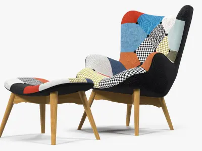 Grant Featherston Contour Lounge Chair Fabric Multicolour 3D model