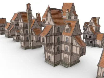 Medieval Town  Stylized Modular Buildings Pack 3D model