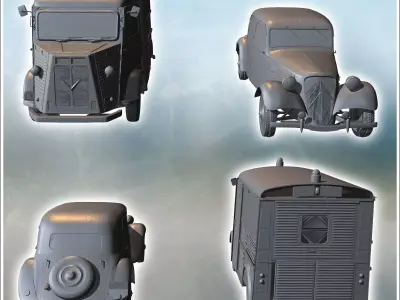 Two classic vehicles one van and one car both with vintage desig 3D print model