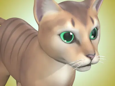 Cartoon Stylized Cat Low-poly 3D model