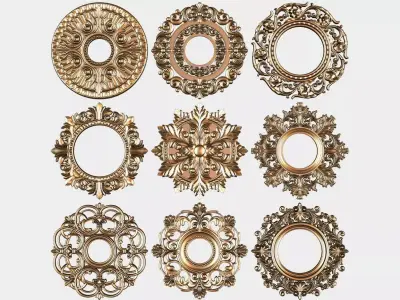 Carved round decor pack for cnc 41 3D model