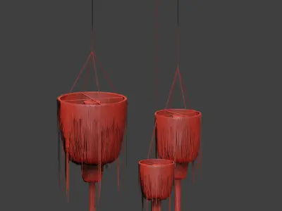 Large Round Double Ball Urchin Chandelier 3D model