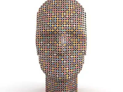 Pencils Head Sculpture 3D model