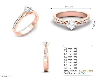Diamond Solitaire Ring Jewellery for Women 3D print model