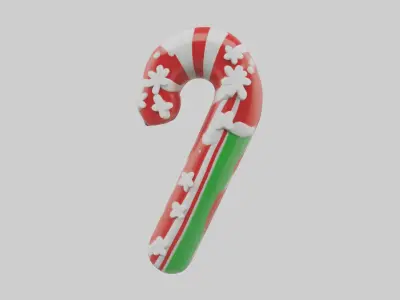 Cartoon Candy Cane Mo 1 Low-poly 3D model