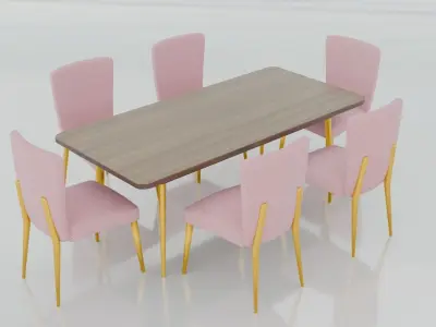 dinner table set Low-poly 3D model