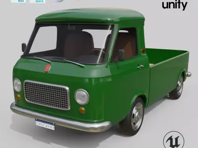 Realistic Vintage Pickup Truck High-Detail Game-Ready Asset Low-poly 3D model