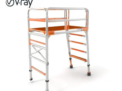 Professional Scaffold Ladder High-Load Capacity Anodized Allo... Low-poly 3D model