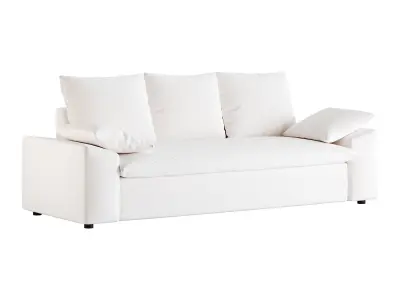 WHITE PERFORMANCE LINEN SLEEPER SOFA 3D model
