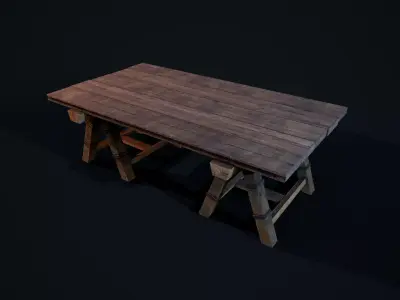 Wooden Table Low-poly 3D model buy
