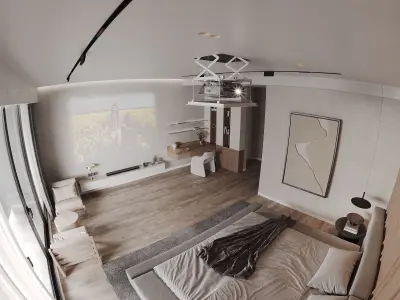 Corona Render Interior Bedroom Modern Beige 3D model 3D model