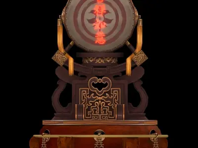 Chinese display stand with drum 3D model