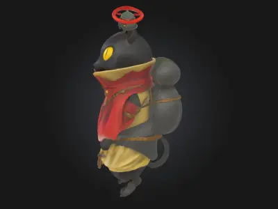 Cat Adventurer  Whimsical Explorer Character for Fantasy  3D model