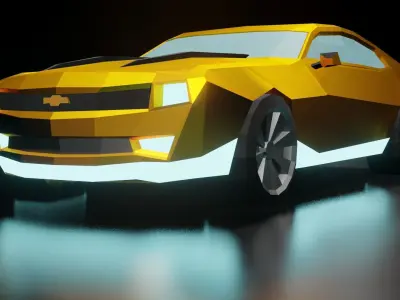 Low Poly  Car With  Glossy Gold 3D model